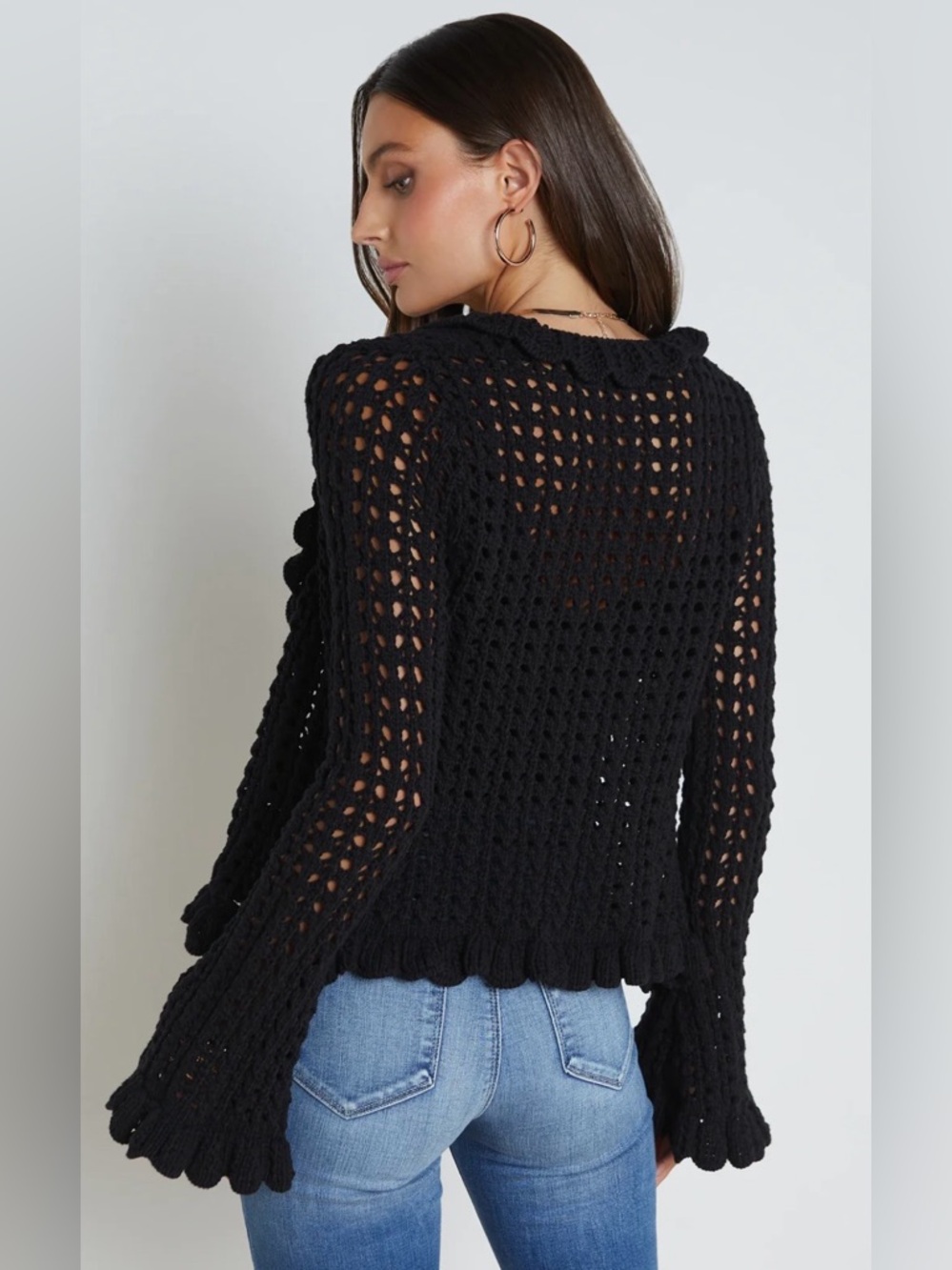 L’Agence Crochet Black Sweater - worn once
